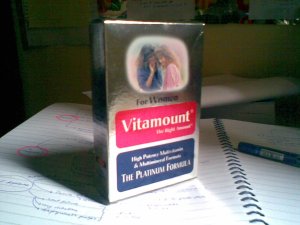 vitamount-vitamin for women..my supplement for the exam.now,i'm not taking pot of coffee anymore(sket2 ade la..he2)